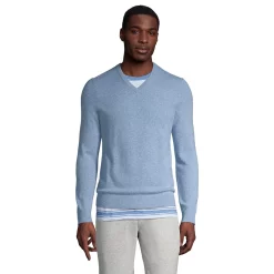 Men's Lands' End Fine-Gauge Cashmere V-neck Sweater -Outdoor Clothing Sales 4552780 Blue Haze Heather