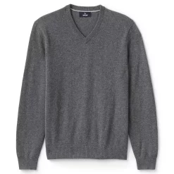 Men's Lands' End Fine-Gauge Cashmere V-neck Sweater -Outdoor Clothing Sales 4552780 Charcoal Heather