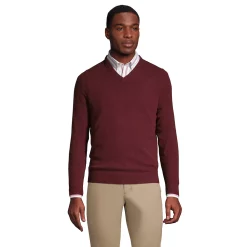 Men's Lands' End Fine-Gauge Cashmere V-neck Sweater -Outdoor Clothing Sales 4552780 Mulled Wine Heather