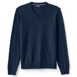 Men's Lands' End Fine-Gauge Cashmere V-neck Sweater -Outdoor Clothing Sales 4552780 Radiant Navy