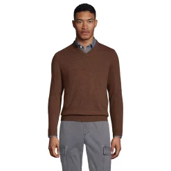 Men's Lands' End Fine-Gauge Cashmere V-neck Sweater -Outdoor Clothing Sales 4552780 Rich Coffee Heather