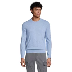 Men's Lands' End Fine-Gauge Cashmere Crewneck Sweater -Outdoor Clothing Sales 4552782 Blue Haze Heather