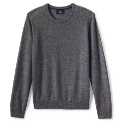 Men's Lands' End Fine-Gauge Cashmere Crewneck Sweater -Outdoor Clothing Sales 4552782 Charcoal Heather