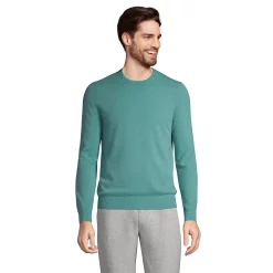 Men's Lands' End Fine-Gauge Cashmere Crewneck Sweater -Outdoor Clothing Sales 4552782 Teal Shadow