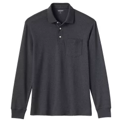 Men's Lands' End Classic-Fit Super Soft Supima Pocket Polo -Outdoor Clothing Sales 4561437 Dark Charcoal Heather