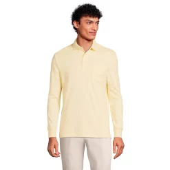 Men's Lands' End Classic-Fit Super Soft Supima Pocket Polo -Outdoor Clothing Sales 4561437 Golden Candle Light