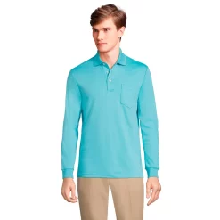 Men's Lands' End Classic-Fit Super Soft Supima Pocket Polo -Outdoor Clothing Sales 4561437 Soft Aqua