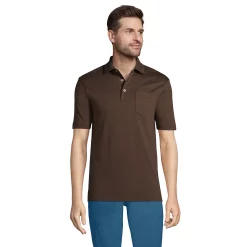 Men's Lands' End Super Soft Supima Pocket Polo -Outdoor Clothing Sales 4561620 Rich Coffee