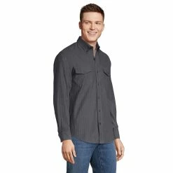 Men's Lands' End Traditional-Fit Comfort-First Lightweight Plaid Flannel Button-Down Shirt -Outdoor Clothing Sales 4562701 ALT2