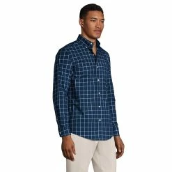 Big & Tall Lands' End Traditional-Fit No-Iron Twill Button-Down Shirt -Outdoor Clothing Sales 4563309 ALT2