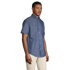 Men's Lands' End Traditional-Fit Chambray Button-Down Shirt -Outdoor Clothing Sales 4563310 ALT2