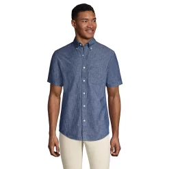 Men's Lands' End Traditional-Fit Chambray Button-Down Shirt -Outdoor Clothing Sales 4563310 Dark Wash