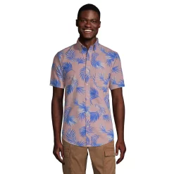 Men's Lands' End Traditional-Fit Chambray Button-Down Shirt -Outdoor Clothing Sales 4563310 Pink Chambray Palms
