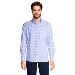 Men's Lands' End Button-Down Sail Rigger Oxford Button-Down Shirt -Outdoor Clothing Sales 4563318 Blue White Check