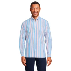 Men's Lands' End Button-Down Sail Rigger Oxford Button-Down Shirt -Outdoor Clothing Sales 4563318 Lily Multi Stripe