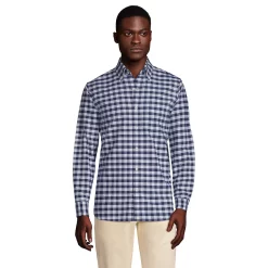 Men's Lands' End Button-Down Sail Rigger Oxford Button-Down Shirt -Outdoor Clothing Sales 4563318 Sea Navy White Check