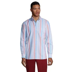 Men's Lands' End Button-Down Sail Rigger Oxford Button-Down Shirt -Outdoor Clothing Sales 4563318 Turquoise Stripe