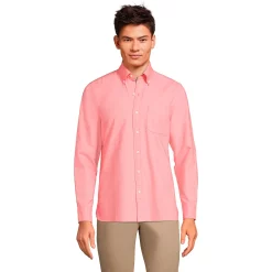 Men's Lands' End Button-Down Sail Rigger Oxford Button-Down Shirt -Outdoor Clothing Sales 4563318 Wood Lily