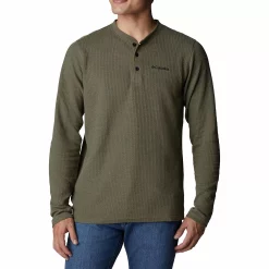 Men's Columbia Pine Peak Waffle Henley -Outdoor Clothing Sales 4898094 Stone Green
