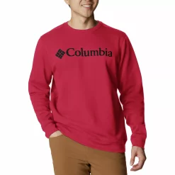 Men's Columbia Trek Fleece Crew -Outdoor Clothing Sales 4898503 Mountain Red Black