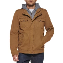 Men's Levi's® Washed Cotton Sherpa-Lined Hooded Trucker Jacket -Outdoor Clothing Sales 4913808 Brown