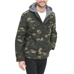 Men's Levi's® Washed Cotton Sherpa-Lined Hooded Trucker Jacket -Outdoor Clothing Sales 4913808 Camouflage