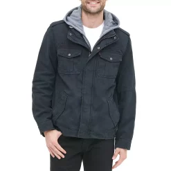 Men's Levi's® Washed Cotton Sherpa-Lined Hooded Trucker Jacket -Outdoor Clothing Sales 4913808 Navy