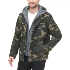 Men's Levi's® Washed Cotton Quilt-Lined Hooded Trucker Jacket -Outdoor Clothing Sales 4913812 Camouflage
