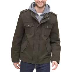 Men's Levi's® Washed Cotton Quilt-Lined Hooded Trucker Jacket -Outdoor Clothing Sales 4913812 Dark Brown