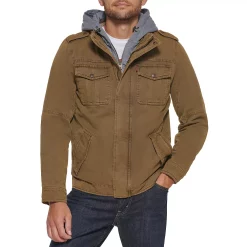 Men's Levi's® Washed Cotton Quilt-Lined Hooded Trucker Jacket -Outdoor Clothing Sales 4913812 Khaki