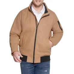 Big & Tall Dockers® Wool-Blend Stand-Collar Bomber Jacket -Outdoor Clothing Sales 4925861 Camel