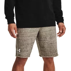 Men's Under Armour Rival French-Terry Shorts -Outdoor Clothing Sales 4931846 Khaki Base Heather