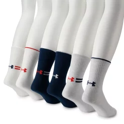 Men's Under Armour 6-pack Essential Lite Crew Socks -Outdoor Clothing Sales 4940700 White Academy