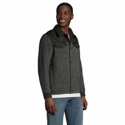 Men's Lands' End Hybrid Sweater Fleece Shirt Jacket -Outdoor Clothing Sales 4941417 ALT2