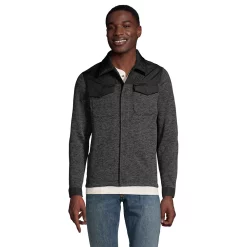 Men's Lands' End Hybrid Sweater Fleece Shirt Jacket -Outdoor Clothing Sales 4941417 Charcoal Heather