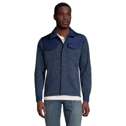 Men's Lands' End Hybrid Sweater Fleece Shirt Jacket -Outdoor Clothing Sales 4941417 True Navy Heather
