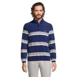 Men's Lands' End Snap-Neck Fleece Pullover 21 Men's Lands' End Snap-Neck Fleece Pullover -Outdoor Clothing Sales 4941427 Navy Stripe