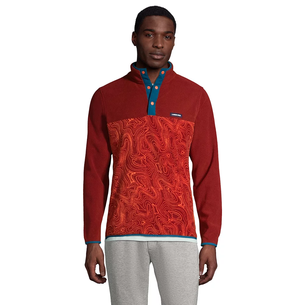 Men's Lands' End Snap-Neck Fleece Pullover 5 Men's Lands' End Snap-Neck Fleece Pullover - Image 3