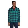 Men's Lands' End Snap-Neck Fleece Pullover -Outdoor Clothing Sales 4941427 Seafoam Teal Plaid