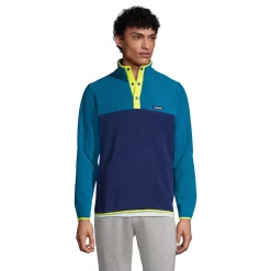 Men's Lands' End Snap-Neck Fleece Pullover 14 Men's Lands' End Snap-Neck Fleece Pullover -Outdoor Clothing Sales 4941427 Teal Navy