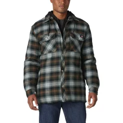 Men's Dickies Fleece Hooded Flannel Shirt Jacket with Hydroshield -Outdoor Clothing Sales 4941775 Black