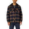 Men's Dickies Fleece Hooded Flannel Shirt Jacket with Hydroshield -Outdoor Clothing Sales 4941775 Ink Navy Brown Plaid