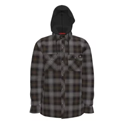 Men's Dickies Fleece Hooded Flannel Shirt Jacket with Hydroshield -Outdoor Clothing Sales 4941775 New Black