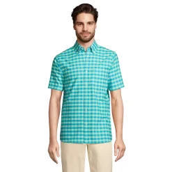 Men's Lands' End Classic-Fit Sail Rigger Oxford Button-Down Shirt -Outdoor Clothing Sales 5014160 Mint Turquoise Check
