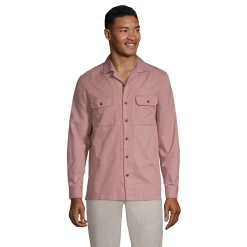 Men's Lands' End Traditional-Fit Textured Camp-Collar Button-Down Shirt -Outdoor Clothing Sales 5015394 Mauve Quartz