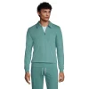 Mens Lands' End Classic-Fit French Terry Quarter-Zip Polo -Outdoor Clothing Sales 5015815 Teal Shadow