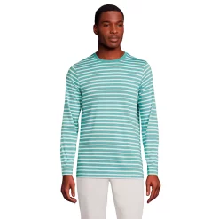 Men's Lands' End Classic-Fit Supima Tee 21 Men's Lands' End Classic-Fit Supima Tee -Outdoor Clothing Sales 5015818 Teal White Stripe