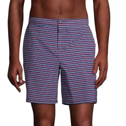 Men's Lands' End 7-inch Sunset Swim Shorts -Outdoor Clothing Sales 5028310 Navy Red Stripe