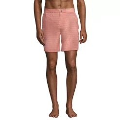 Men's Lands' End 7-inch Sunset Swim Shorts -Outdoor Clothing Sales 5028310 Red Stripe