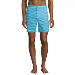 Men's Lands' End 7-inch Sunset Swim Shorts -Outdoor Clothing Sales 5028310 Turquoise Stripe